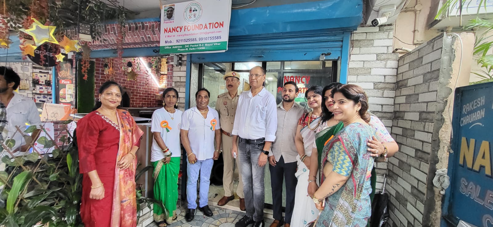 Children receiving school supplies.